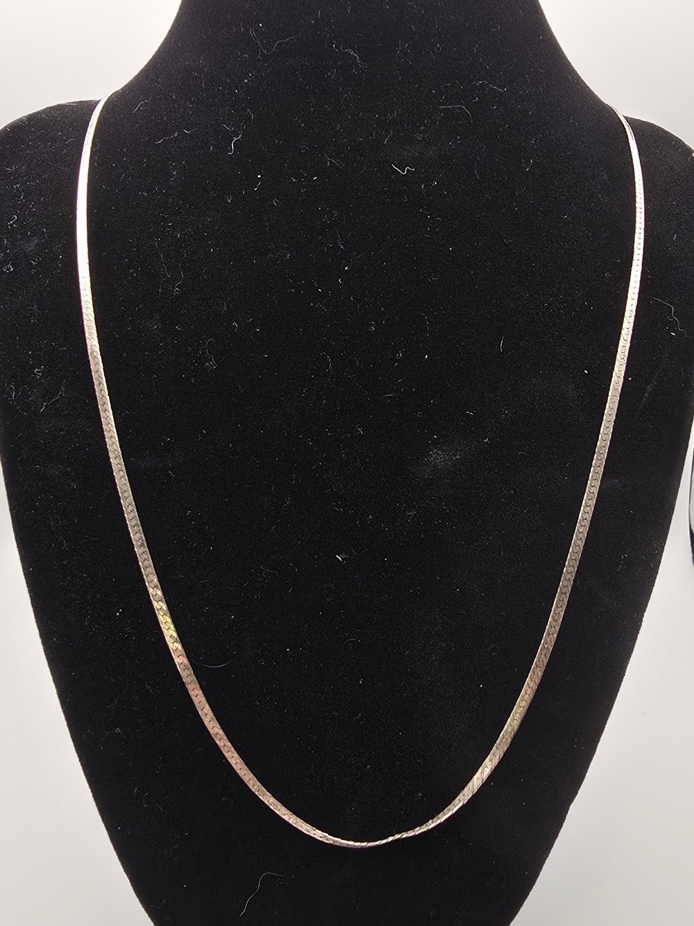 Vintage 1970s Italian 925 Sterling Silver Herringbone Necklace 24" - Picture 1 of 5